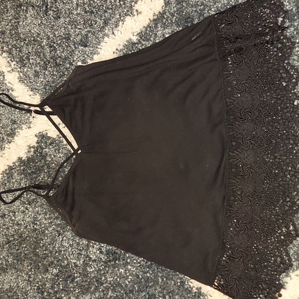 Black lace trim tank top
